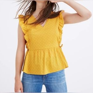 Madewell side tie ruffle peplum top - polka dot